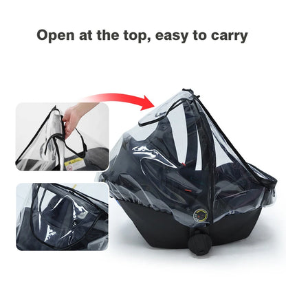 Baby Safety Seat Rain Cover Transparent EVA Baby Out Stroller Baby Carriage Rain Cover Dust Cover Rain Cover