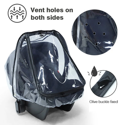 Baby Safety Seat Rain Cover Transparent EVA Baby Out Stroller Baby Carriage Rain Cover Dust Cover Rain Cover