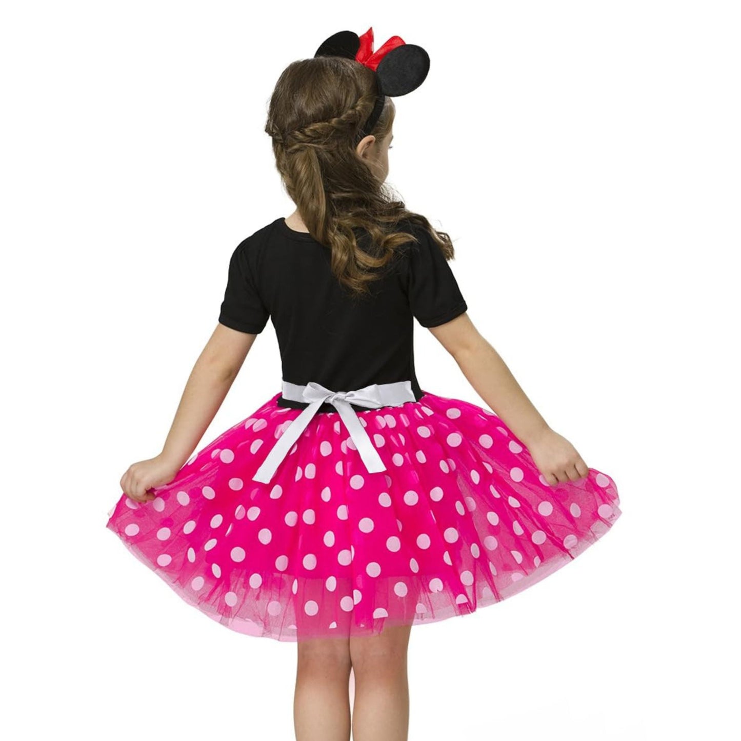 Minnie Mouse Costume Girls Dress up Princess Toddler Cute Polka Dots Fancy Minnie Mouse Dresses up Bowknot Tutu Tulle Cosplay Birthday Party Baby Girl Costume Red with Headband 110 CM