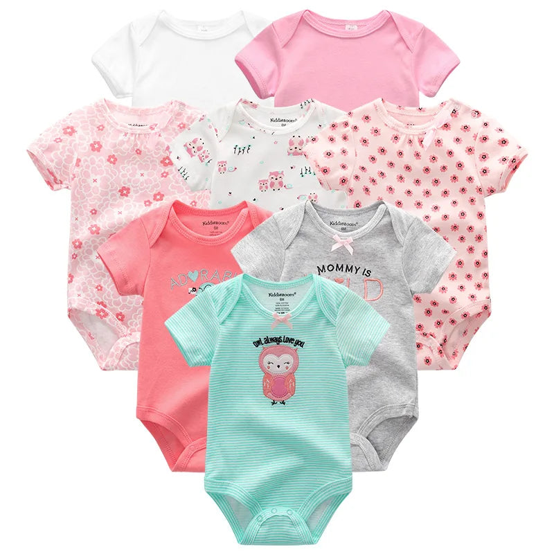 Baby Clothes 8Pcs/Lots Unisex Newborn Boy Bodysuits Roupas De Bebes Cotton Baby Girls Toddler Jumpsuits Baby Clothing Undefined