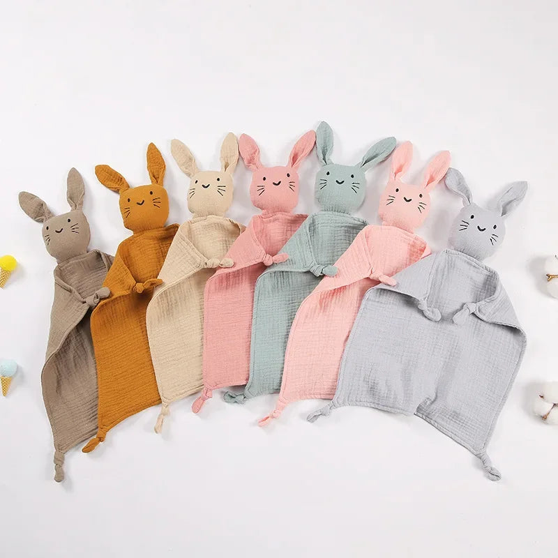 1/3 Pcs Cotton Muslin Baby Bib Stuffed Rabbit Doll Newborn Appease Towel Security Blanket Baby Sleeping Cuddling Towel Teether