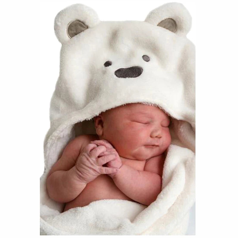 Lovely Fleece Baby Bath Towel Cute Animal Shape Kid Hooded Baby Towel Bathrobe Cloak Baby Receiving Blanket Neonatal Hold to Be