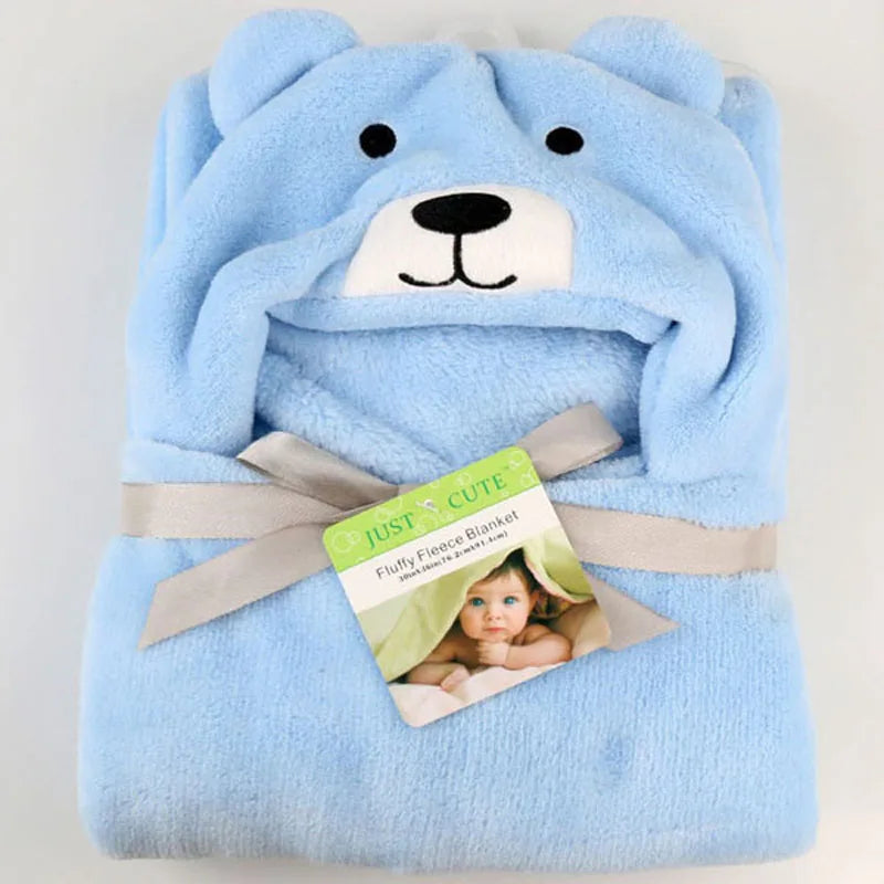 Lovely Fleece Baby Bath Towel Cute Animal Shape Kid Hooded Baby Towel Bathrobe Cloak Baby Receiving Blanket Neonatal Hold to Be