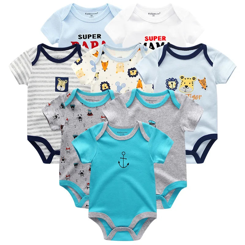 Baby Clothes 8Pcs/Lots Unisex Newborn Boy Bodysuits Roupas De Bebes Cotton Baby Girls Toddler Jumpsuits Baby Clothing Undefined