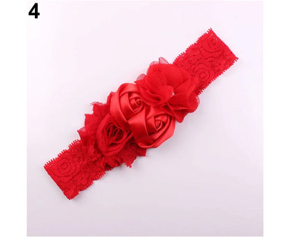 Beautiful Lace Flower Rose Bead Hairband Newborn Baby Headband Hair Accessory Khaki