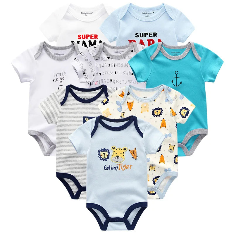 Baby Clothes 8Pcs/Lots Unisex Newborn Boy Bodysuits Roupas De Bebes Cotton Baby Girls Toddler Jumpsuits Baby Clothing Undefined