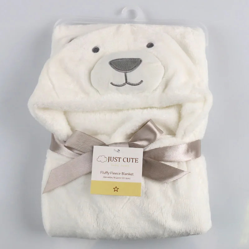 Lovely Fleece Baby Bath Towel Cute Animal Shape Kid Hooded Baby Towel Bathrobe Cloak Baby Receiving Blanket Neonatal Hold to Be