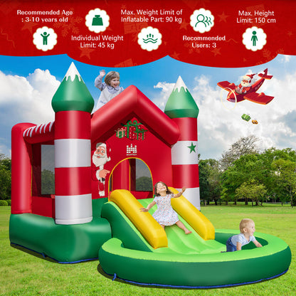 Kids Inflatable Bounce House Christmas Theme Jumping Castle W/Ball Pit & Blower