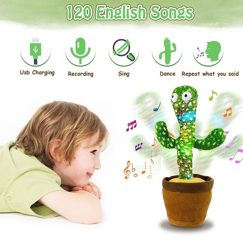 Kids Dancing Talking Cactus Toys Interactive Talking Sunny Cactus Electronic Plush Toy Home Decoration for Children Xmas Gifts