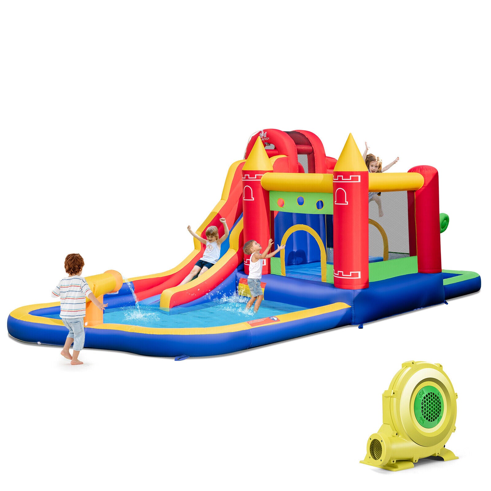 Inflatable Water Park Outdoor Water Slide Jumping Castle for Yard W/Ocean Balls