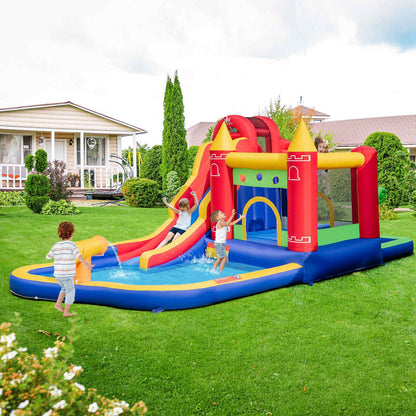 Inflatable Water Park Outdoor Water Slide Jumping Castle for Yard W/Ocean Balls