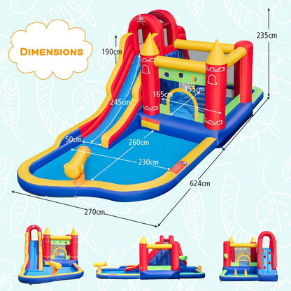 Inflatable Water Park Outdoor Water Slide Jumping Castle for Yard W/Ocean Balls