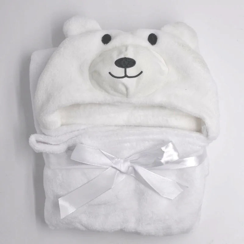 Lovely Fleece Baby Bath Towel Cute Animal Shape Kid Hooded Baby Towel Bathrobe Cloak Baby Receiving Blanket Neonatal Hold to Be