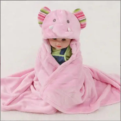 Lovely Fleece Baby Bath Towel Cute Animal Shape Kid Hooded Baby Towel Bathrobe Cloak Baby Receiving Blanket Neonatal Hold to Be