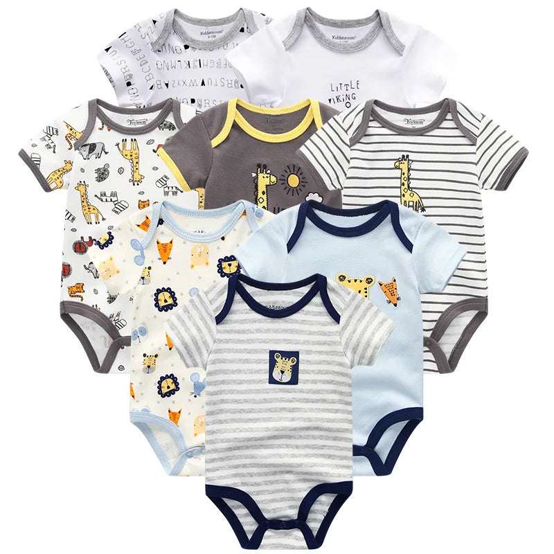 Baby Clothes 8Pcs/Lots Unisex Newborn Boy Bodysuits Roupas De Bebes Cotton Baby Girls Toddler Jumpsuits Baby Clothing Undefined